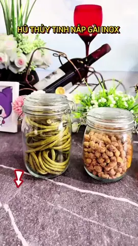 Hũ thủy tinh dáng tròn nắp gài inox kín đáo#giadung_giadinh01 #cuahangdodungnhabep1 #xuhuongtiktok 