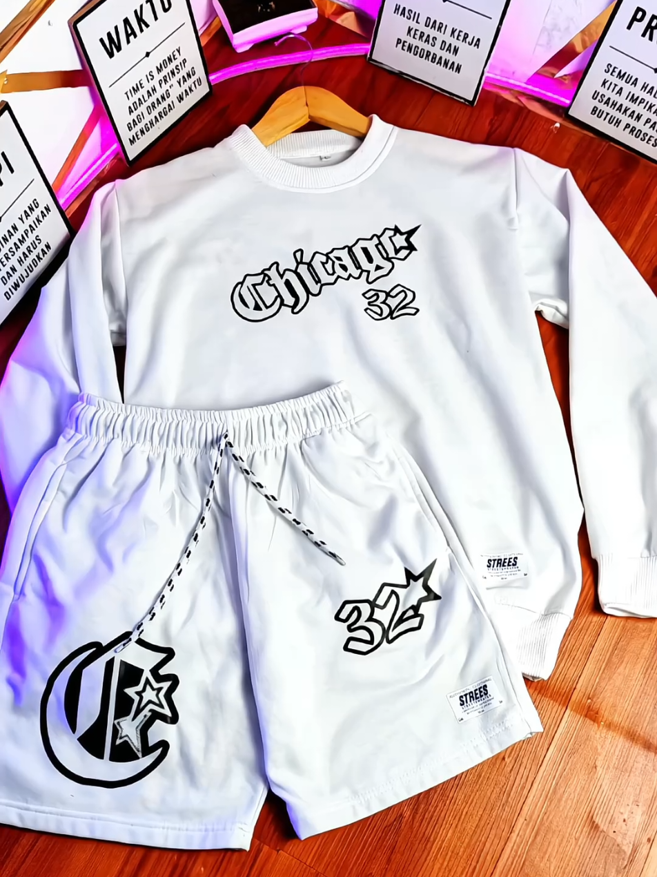 one set crewneck celana pendek#onesetcrewneck #ootdoneset #setelancowok 