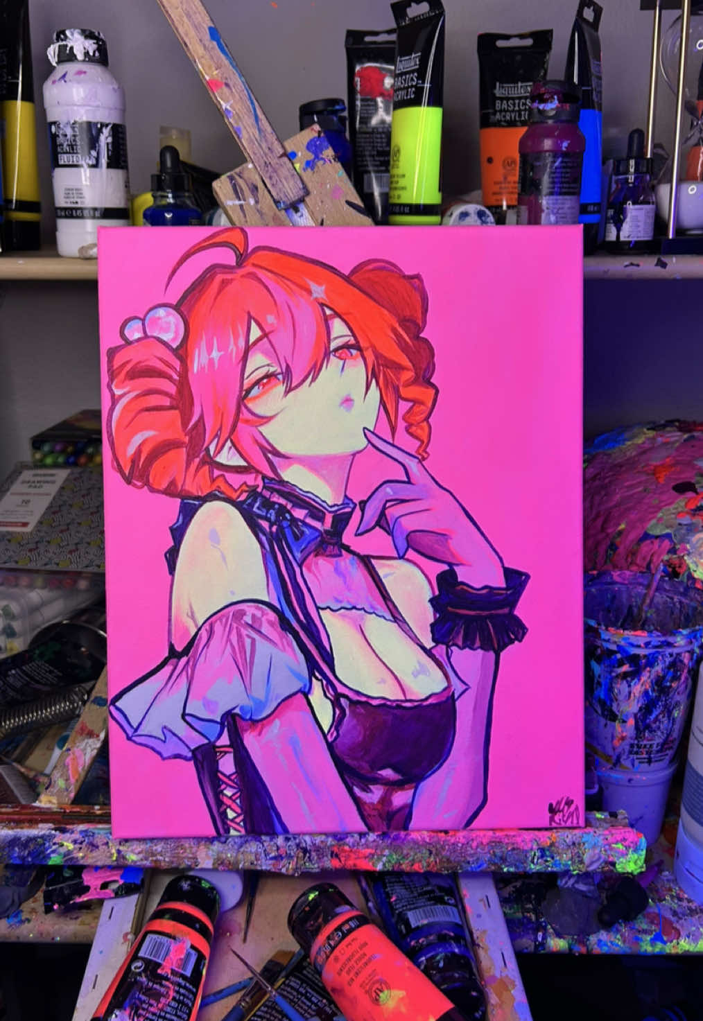 Kasane teto Maid Painting (GLOWS)  🎨✍️ message me to purchase this painting or order a commission ✍️🎨 website link in bio 🎨 #kasaneteto #hatsunemiku #painting #drawing 
