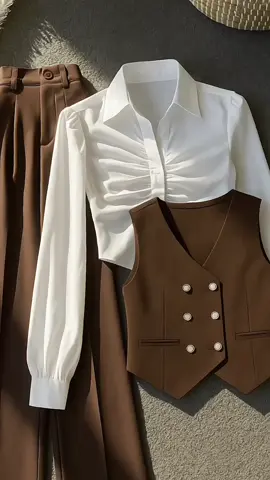 One set korean Style ( Kameja putih + Vest coklat + Knit pants coklat ) Outfit YearBook vintage✨😽😋🫵 #fyf #4u #4upage #xybca #beranda #berandatiktok #oneset #OOTD #ootdfashion #ootdhijabstyle #fyfyfyfyfyfyfyfyfyfyfyfyfyfyfyfyfyfy 
