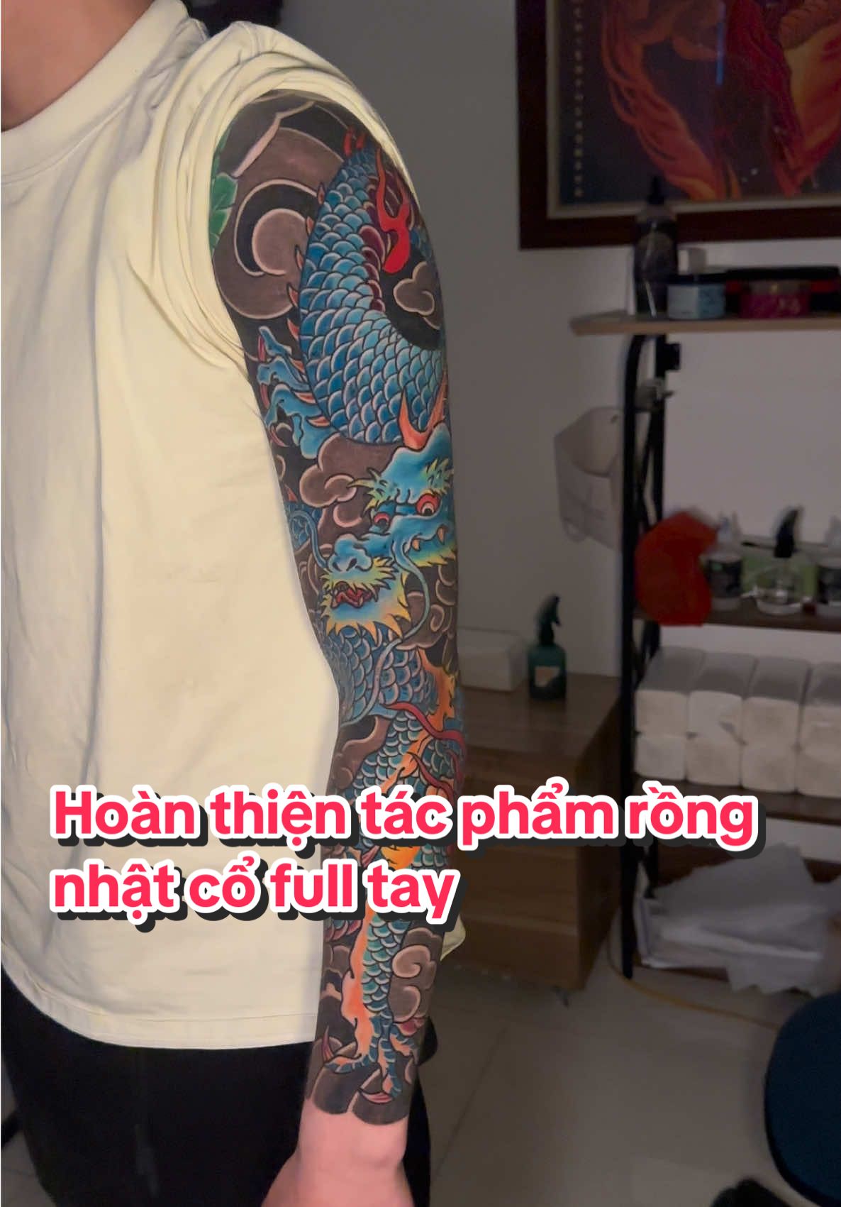 Hoàn thiện tác phẩm rồng nhật cổ full tay #hinhxamdep #xamhinhnghethuat #xuhuong #tiktok #tattoo 