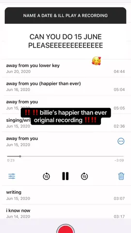 this is so cute!! billie and finneas’ original happier than ever voice recordings from her insta story 😭😭 @BILLIE EILISH @Billie Eilish Home #billieeilish #hmhastour #hmhas #billie #happierthanever #voicerecording 