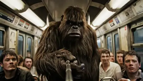 Bigfoot is filming himself inside a crowded, dirty Paris metro  #aivideo #bigfoot #aivlog #humor #bigfootvlog 