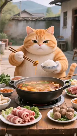 Makanannya enak malam ini, tetapi gigiku tidak enak.#funnyvideos #ai #cat 