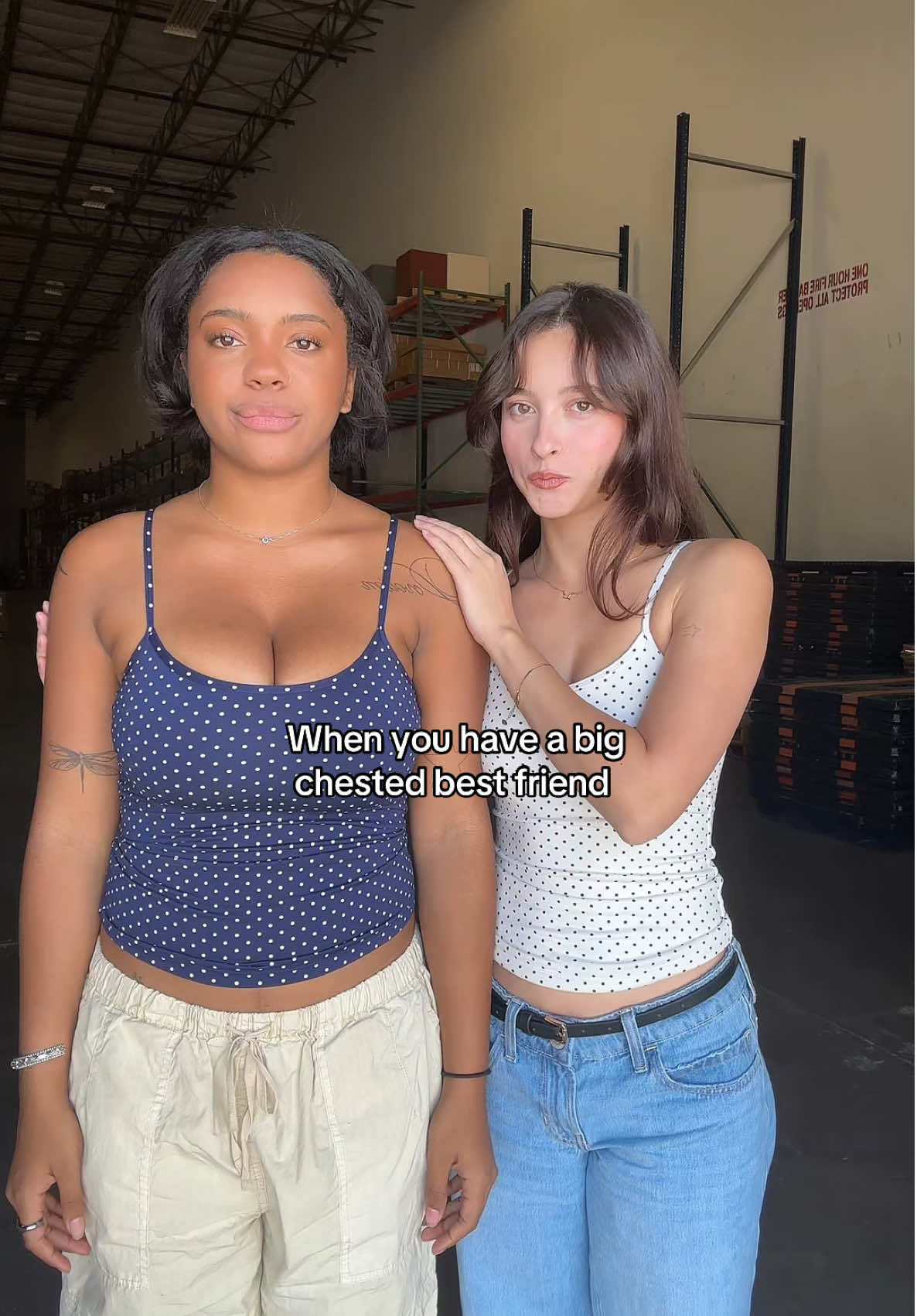 But we can BOTH go braless 🤫  #klassy #trending #polkadot #bigchestapproved #foryoupage 