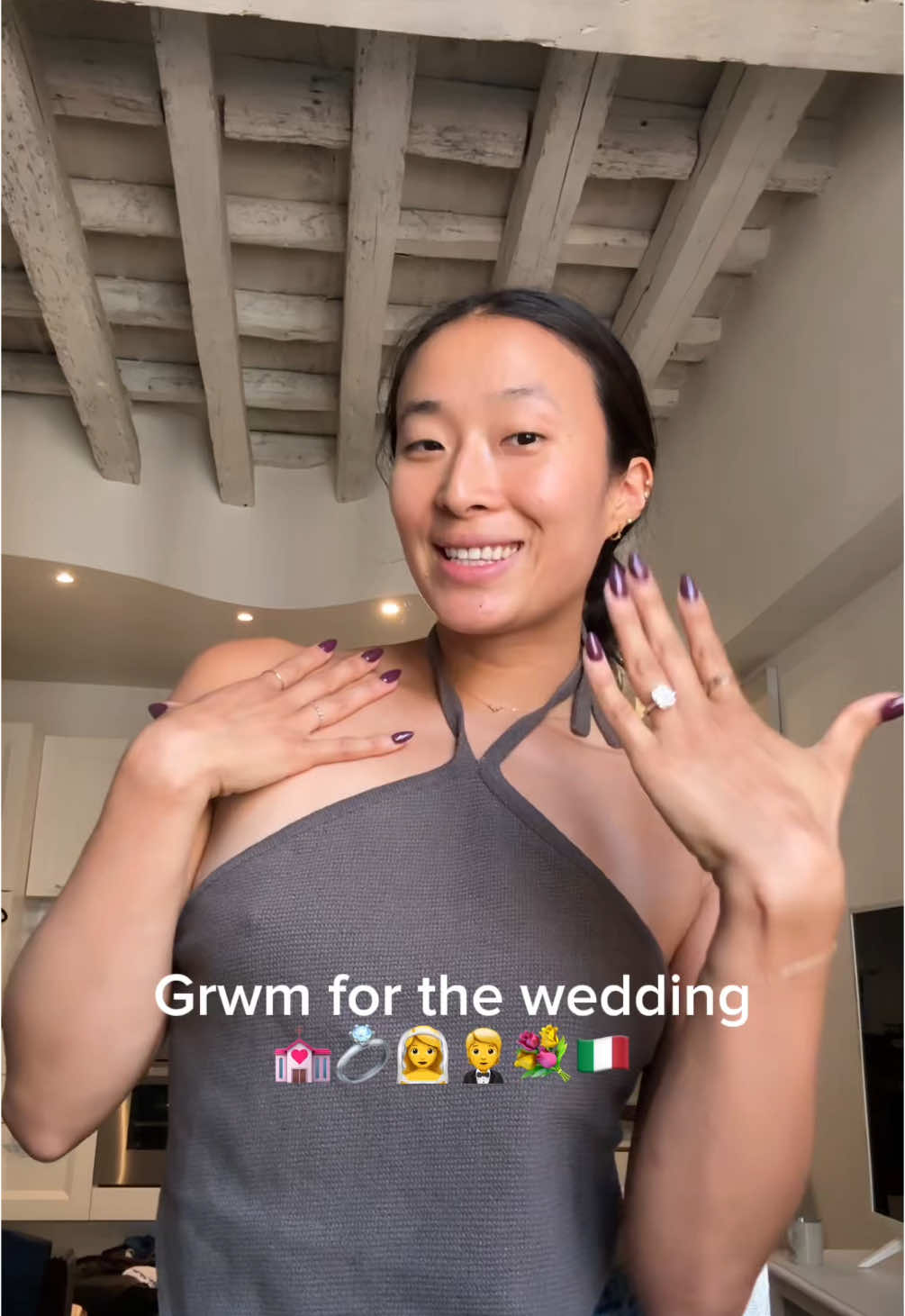 Ngl we filmed a pretty cute transition video. I’m a very proud (and in love) gf. No, FIANCÉE 💍 #grwm #weddingguest 