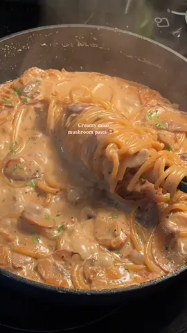 Miso mushroom pasta 🍝  Ingredients: 	•	80g pasta (spaghetti, linguine, or your fave)             	•	1 tbsp unsalted butter        •     Half an onion chopped  	•	1 cup mushrooms, sliced (cremini, shiitake, or mixed)           	•	1 clove garlic, minced 	•	1 tsp white miso paste (mellow and slightly sweet) 	•	1/4 cup half-and-half cream 	•	2–3 tbsp reserved pasta water add in one tbsp at a time until your sauce is the desired consistency  	•	1 tsp mirin (optional for light sweetness) 	•	Salt and black pepper, to your liking  #creatorsearchinsights #mushroompasta #pasta #EasyRecipes #foodtutorial 