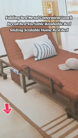 #foldingbed  Metal Convenient Lunch Break Bed  Variable Washable Bed Sliding Scalable Home Rest Bed