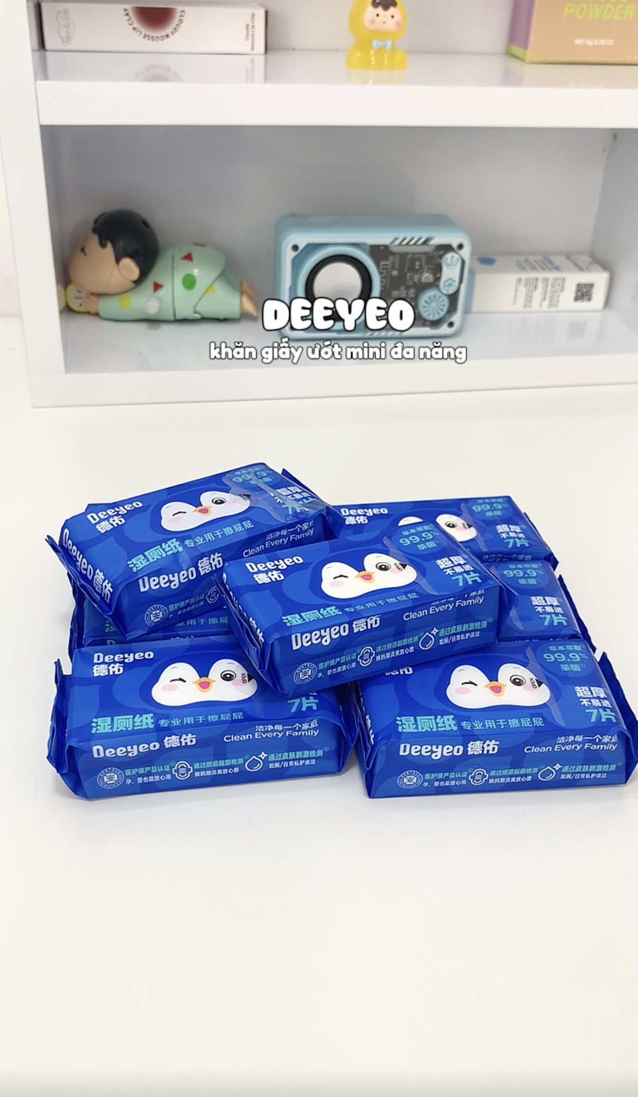 Khăn giấy ướt mini Deeyeo nhỏ gọn và siu tiện lợi 🫧#khanuot #khanuotkhongmui #deeyeo #unbox #hiuuriviu 