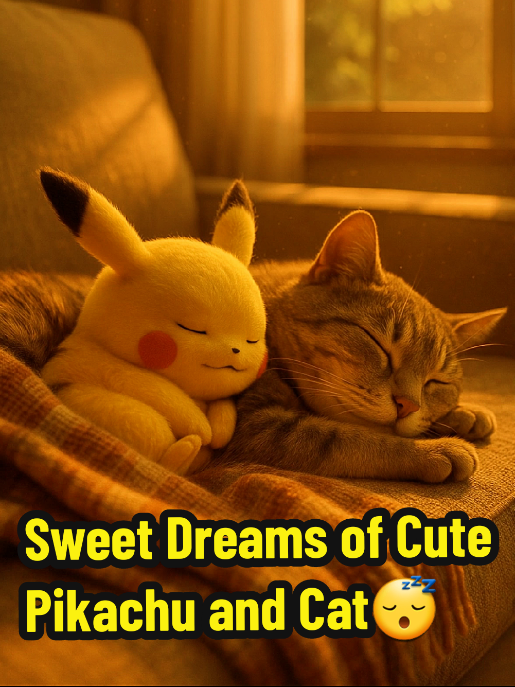 Sweet Dreams of Cute Pikachu and Cat😴 #pikachu #sweetdreams #cat #cute #aicat #aivideo #pokemon #fy #fyp #fypシ #viral #foryou #foryoupage 