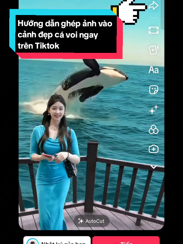 Hướng dẫn ghép ảnh vào cảnh đẹp cá voi ngay trên Tiktok #xuhuong #bazia .a #tutorial #ghepanh #canhdep #photocollage #chinhanhdep #edit #edittiktoks #ca #beautiful #whale #sea #foryou
