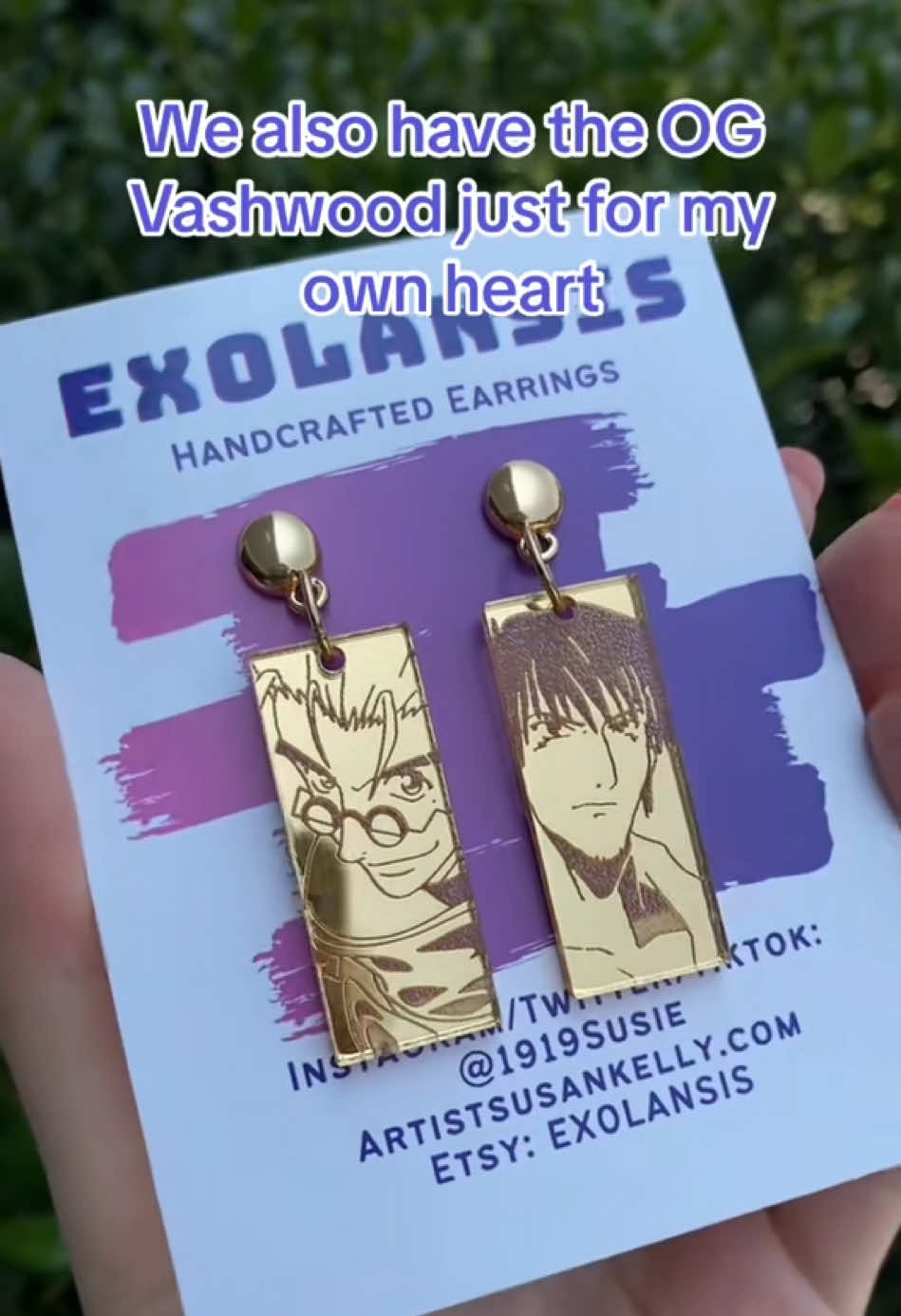 Some of my favorites from my TRIGUN collection!!! The etched gold is just so perfect and shiny!! Now available on EXOLANSIS!! #exolansis #trigun #trigunstampede #tristamp #tristampcosplay #trigunedit #triguncosplay #trigunearrings #vashwood #vashwoodedit #vashwoodfanart #animeclothingsbrands #animeclothes #animestyle #animeearrings