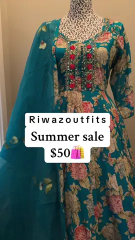 S u m m e r   S A L E $50 #surrey #designersuit #anarkalisuit #trend #anarkali #reels #surreyboutique #canada #floralsuit #discount #deals #sale 