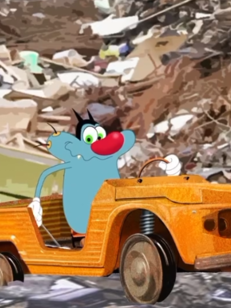 Oggy and Cockroaches attempt to escape from the garbage dump 😭🤢  #oggyandcrockroaches #oggyandthecocroaches #oggyetlescafards #oggi #xilamanimation #dump #garbage 