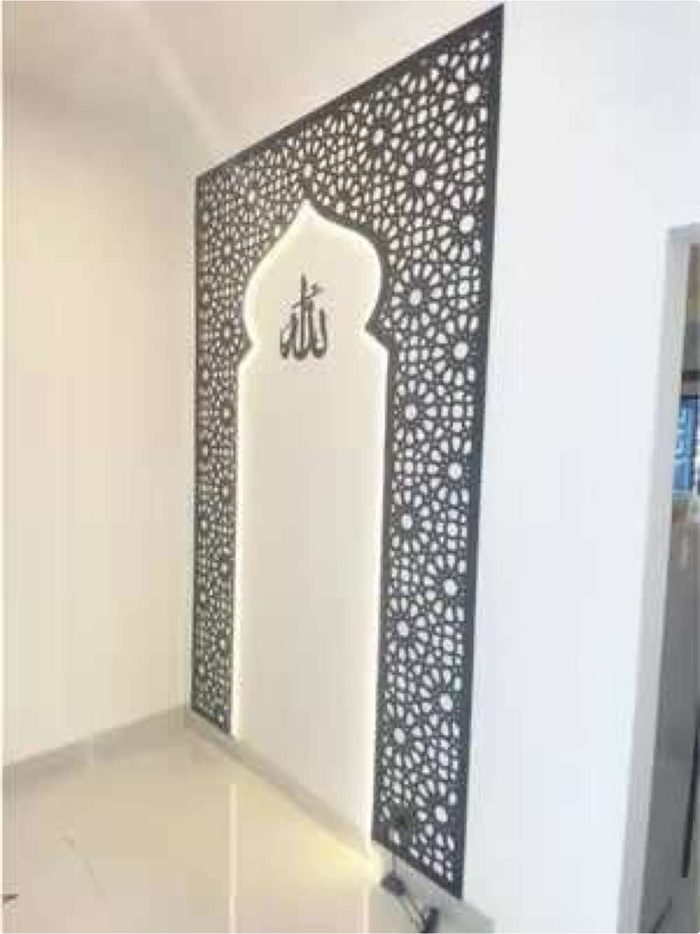 Bikin dinding mushala di rumah jadi makin estetik ✨ #homedecor #Home #inspirahome #homeliving #minimalis #rumahminimalis #rumahsubsidi #minimalisstyle #musholarumah #mihrabmushola #mihrab #hiasanmihrab #hiasanAllah 