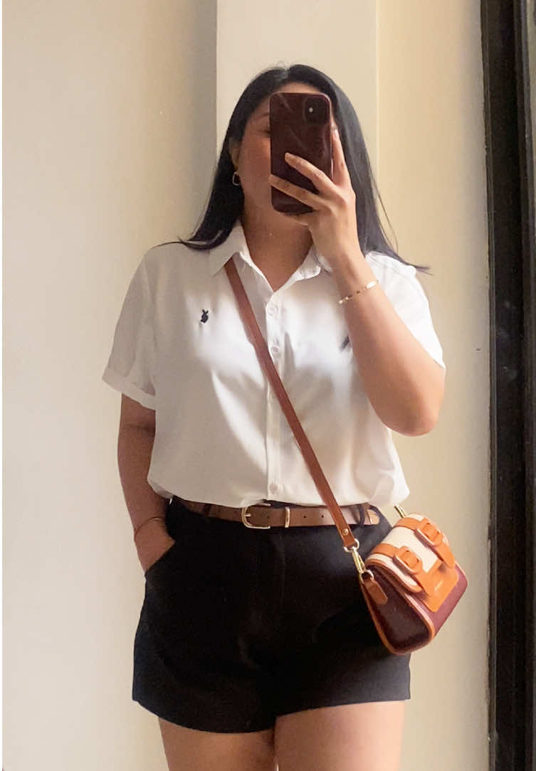 White Short Sleeve Polo Shirt — Embroid ung print sis! Perfect for Tita Outfits ;) #poloshirt #whitepolo #womenstop 