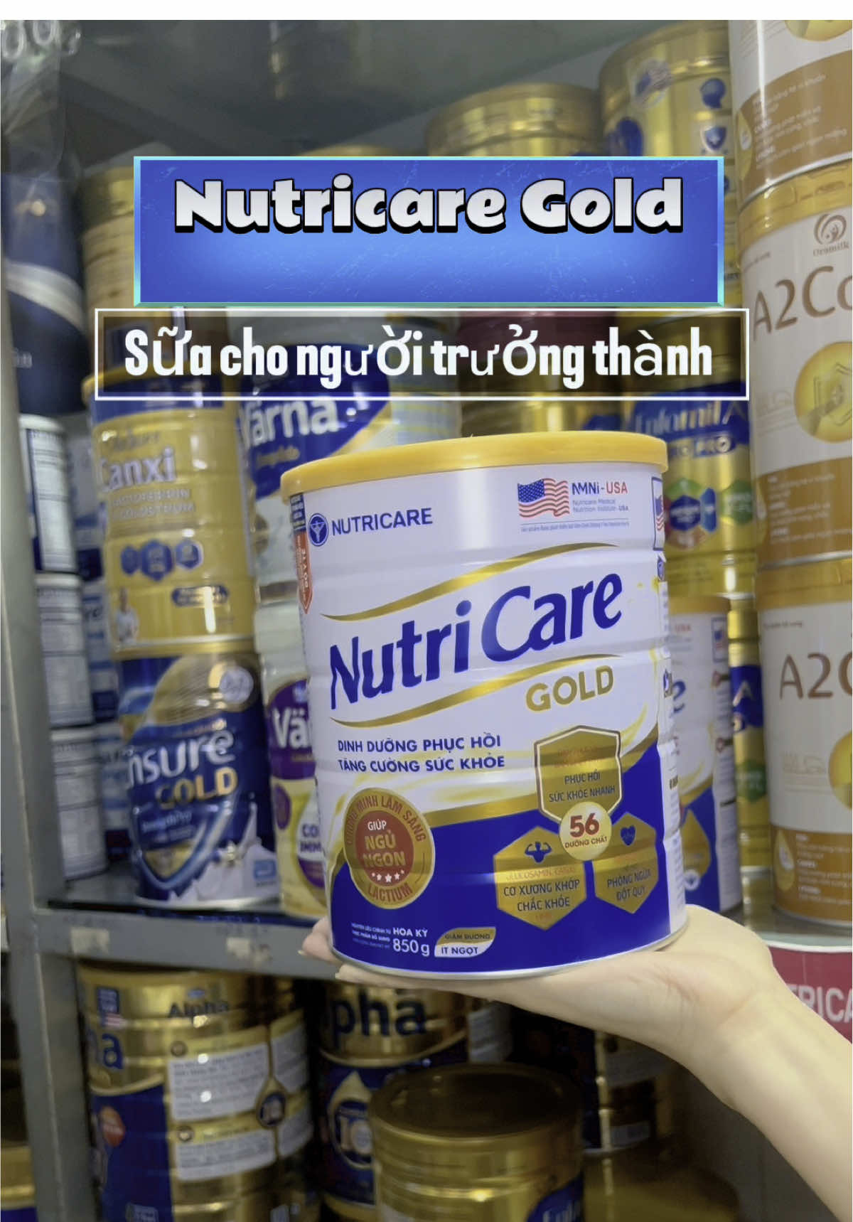 Sữa Nutricare Gold - Của viện nghiên cứu dinh dưỡng Nutricare Hoa Kỳ Phù hợp cho người lớn tuổi, người sau ốm, suy nhược cơ thể. Giàu năng lượng, hỗ trợ xương chắc, tim khỏe và giấc ngủ Không lactose, dễ tiêu hóa, có cả dạng bột và pha sẵn tiện lợi#nutricare #nutricaregold #suanguoigia #suanguoilon #suachonguoigia #suachonguoilontuoi #suanguoitruongthanh 