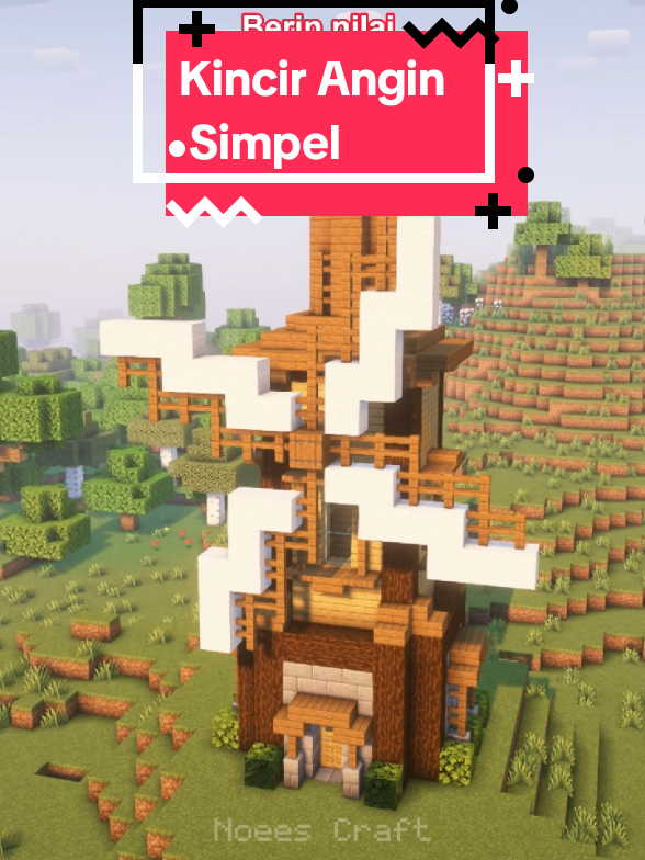 Tutorial singkat cara membuat kincir angin simpel di Minecraft #fyp #Minecraft #build #aesthetic #viral #ai #noeescraft 
