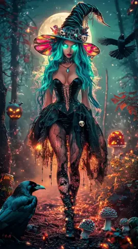 She walks the line between curse and desire, with shadows for company and the devil at her side. #darkfantasy #witch 