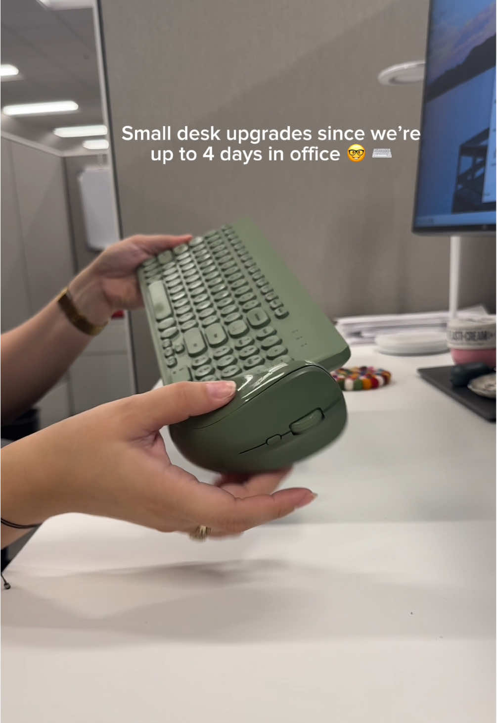 RIP 2 days wfh 🪦 you will be missed 🥹 #wfh #office #officelife #deskaccessories #mechanicalkeyboard #ergonomic #bluelightglasses 