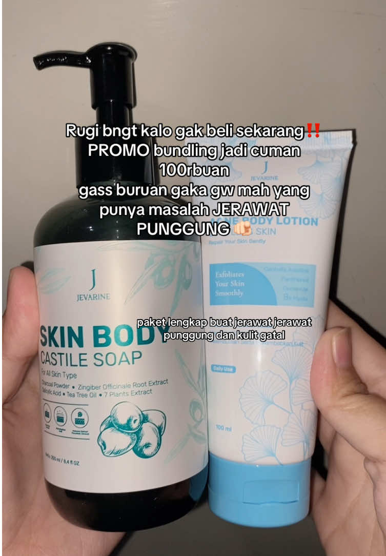 Paket lengkap buat masalah jerawat dan kulit gatal dari @By Jevarine kandungan alami dan aman buat kulit sensitif gasss angkut sekarangggg #jevarine #jerawatpunggung #kulitgatal #jerawat #bodylotionacne #bodylotion #skinbody #bodysoap #drnurumei #masukberandafyp #fyp 