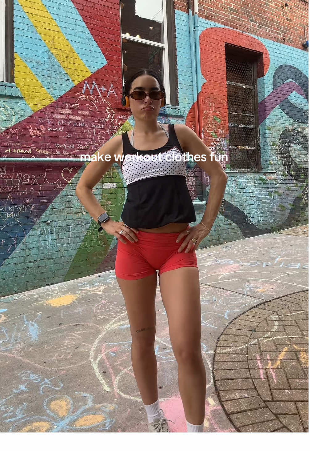 what i wore to go to pilates and get my steps in!! love a cute walk outfit. wearing a vintage @lululemon top, @Gymshark bra and shorts (minimal whitney collection, use code CARLAC). shoes are @New Balance 530s #OOTD #workoutoutfit #pilatesoutfit #walkoutfit #10ksteps 