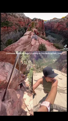 Conquistando Angel's Landing en Zion National Park. Una conquista física pero sobre todo mental. No me gustan las alturas pero de igual  decidí lograrlo. Que satisfacción haber llegado hasta la cima de la montaña 😍🥳✨🤩#angelslanding #angelslandingtrail #hakingadventure #Hiking #zionnationalpark 