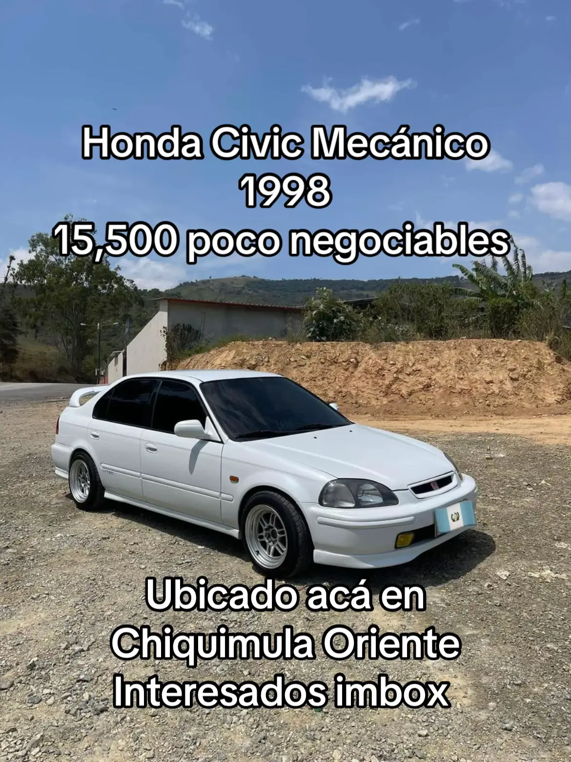 #ENVÍOS AL PAÍS  💰Q.15,500 poco negociables  ✅solo efectivo  ✅se muestra únicamente acá en Chiquimula  ✅hermoso Honda Civic mecánico  ✅ańo 1998 ✅bolsas de aire buenas  ✅cero luces check ✅aire acondicionado frío  ✅tapicería conservada ✅vidrios eléctricos  ✅pintura 8/10 ✅cero picaduras cero óxido  ✅suspensión en buen estado  ✅no quema aceite no calienta  ✅papelería electrónica en orden  ✅calcomanía 2025 ✅interesados imbox para más información 