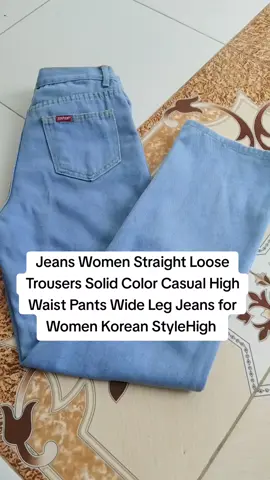 Jeans Women Straight Loose Trousers Solid Color Casual High Waist Pants Wide Leg Jeans for Women Korean StyleHigh! #jeans #jeansoutfit #jeanshighwaist #koreanstyleoutfits #widelegjeans 