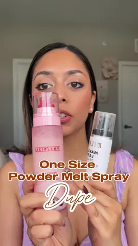 One size powder melt setting spray DUPE 🥳#gifted_by_onesizebeauty #onesizepowdermelt #makeupdupe #settingspray #weartest 