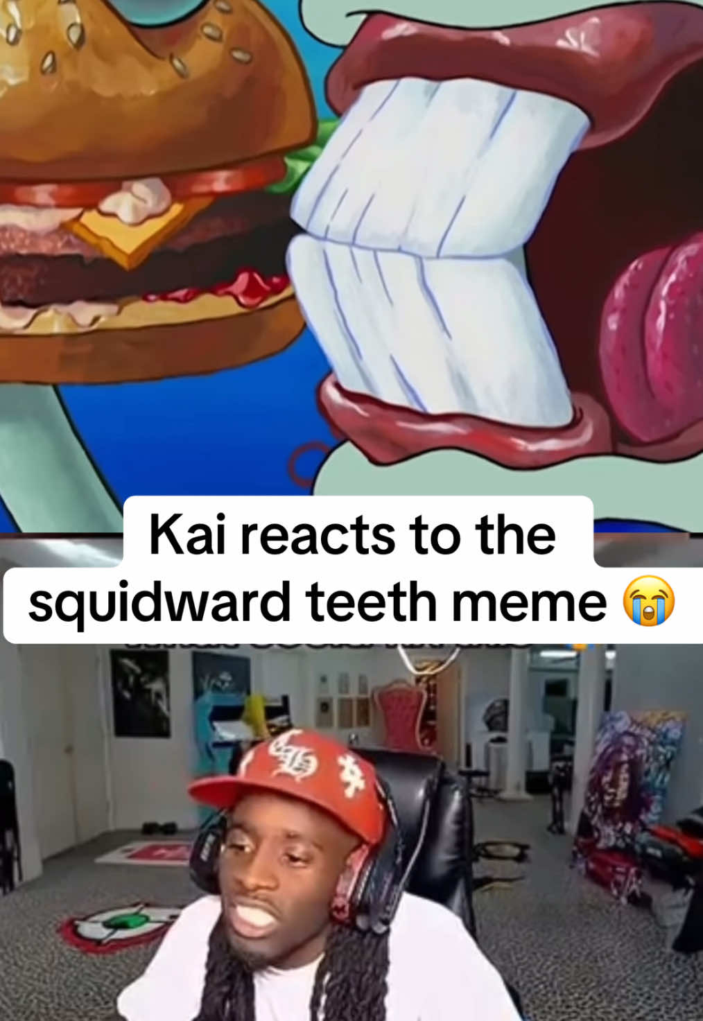 “What could fix this chat” 😭🙏#kc3_clips_3 #kaicenat #kaicenatteeth #reaction #squidward #spongebob #krabbypatty #meme #funny #fyp #viral 