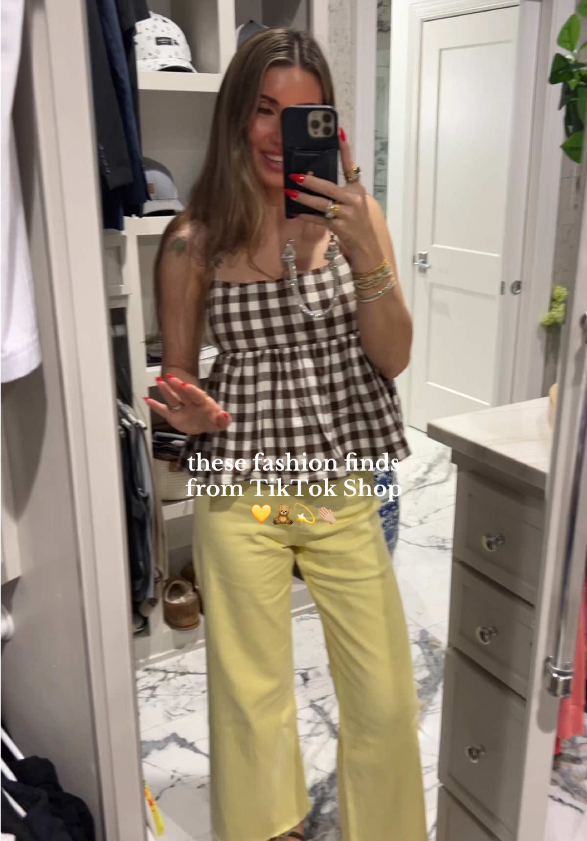 💛🧸 Okaaay @vestique has the loveliest fashion finds on TikTok shop!  For reference, 5’8” 135 # wearing a small in top & bottoms.  #OOTD #ootdinspo #gingham #peplumtop #summerstyle #womenswear #vestique #butteryellow #tiktokshopcreatorpicks #dealsforyoudays #tiktokshopfinds #TikTokShopFashion 