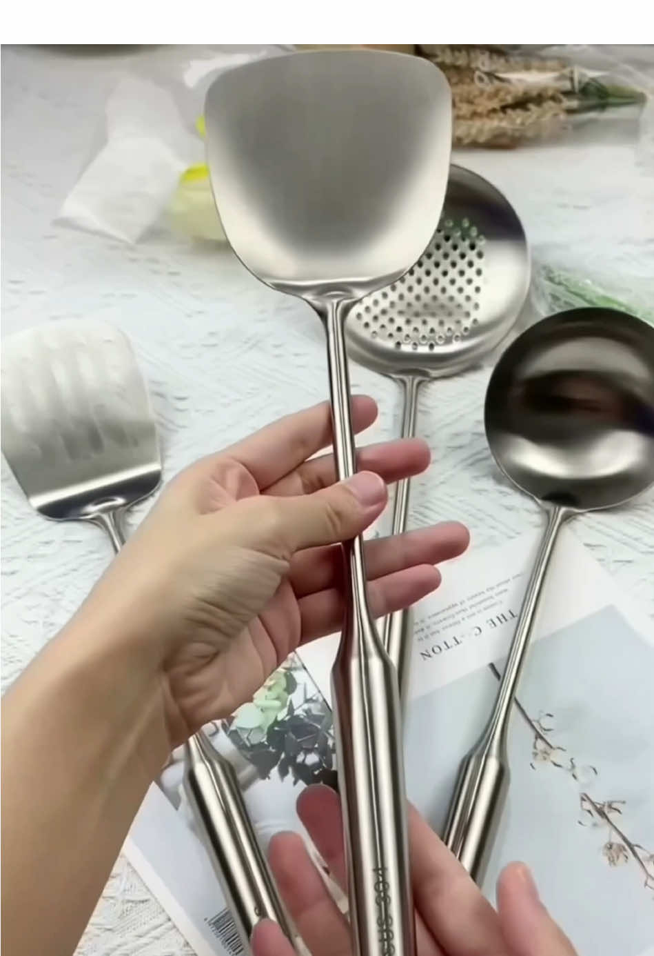 Kitchen cooking tools set 😍ladle sandok colander frying spatula 👏stainless steel material long handle #cookingutensils #kitchenware #cookingtool #sandok #goodthing 