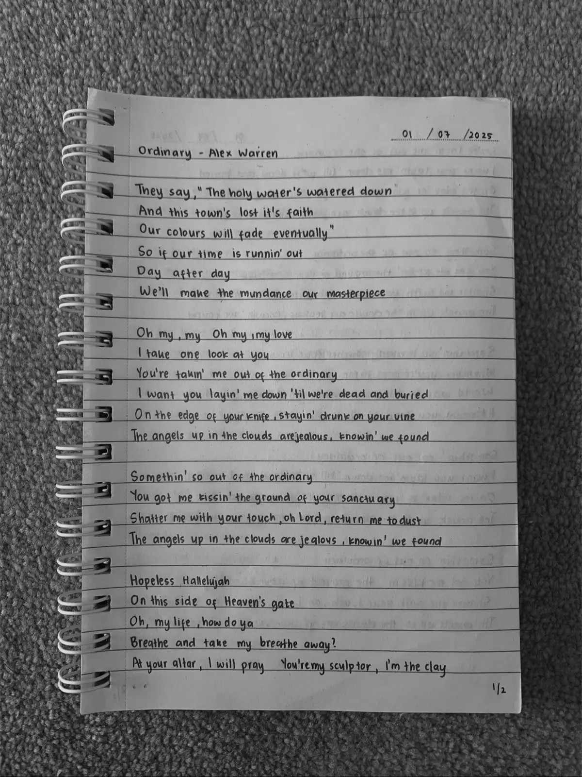 #alexwarren #ordinary #alexwarrenordinary #ordinaryalexwarren #aestheticwriting #lyricsbyhand #fypage #songquotes #lyricpage #lyricpage #handwrittenlyrics #handwriting #fyp #lyrics #foryoupage #songlyrics #2025 #trending #trendsong #fypsong #comfortsong #favouritesong #songquotesdaily #dailylyrics #musicrecommendation @Alex Warren 