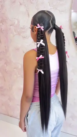 Braids,bows & a whole a lot of beauty 💓 #titorial #hairtutorial #hairinspo #softgirlstyle #prettyinpink #cutevibes #slayqueen #wiglife 