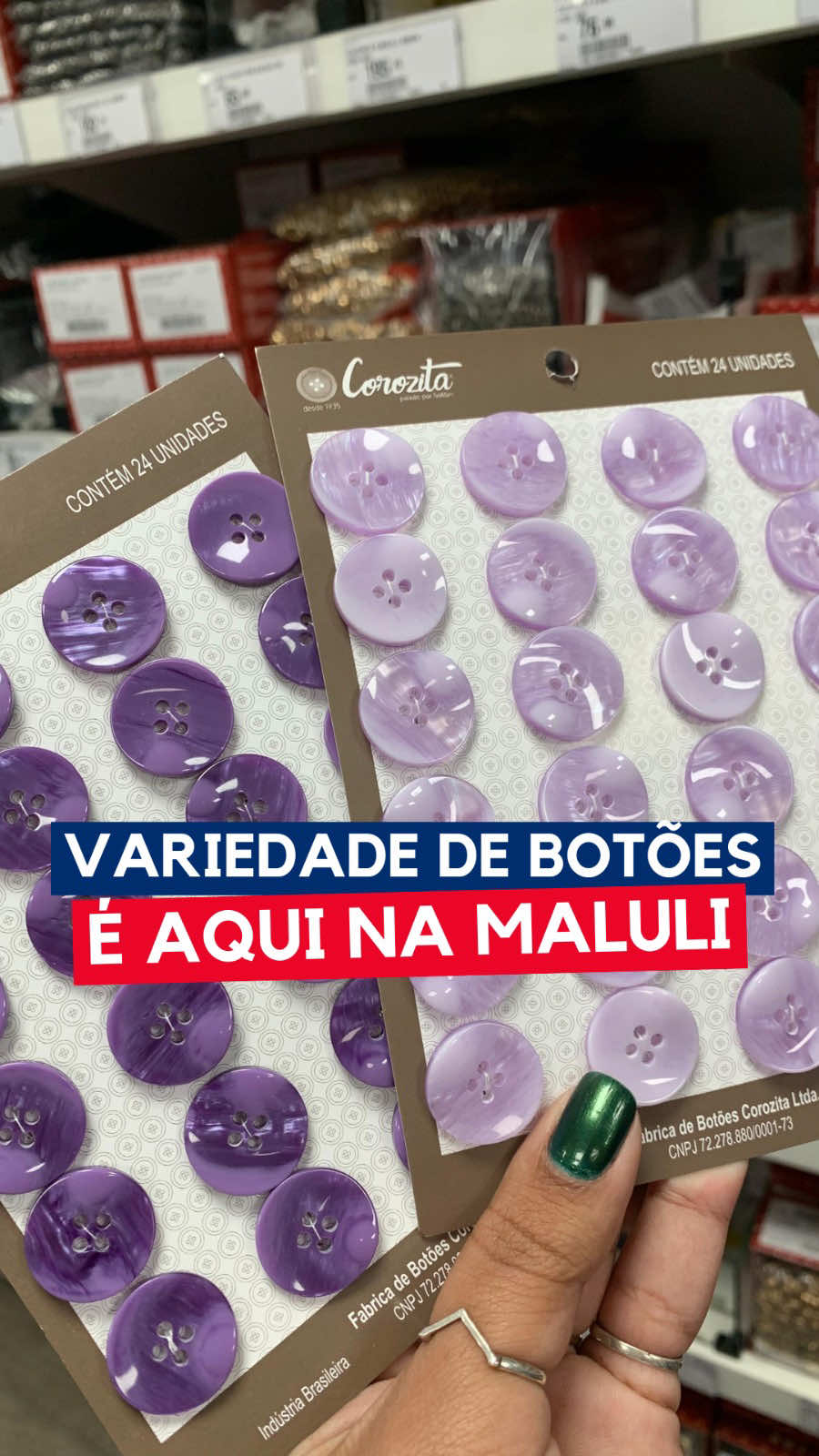 Botões para suas produções é aqui na Maluli Armarinhos! 💙 Temos Botões de 4 Furos, para Forrar, para Vestuário Infantil ou Adulto é muuuito mais! 🥰 Tudo na melhor qualidade para elevar suas produções! 🫡 Acesse nosso site ou venha nos visitar! 👩‍💻www.maluliarmarinhos.com.br 📍Rua 25 de março, 717/719  . . #maluliarmarinhos #armarinhos #botões #botão #artesanato #25demarço 