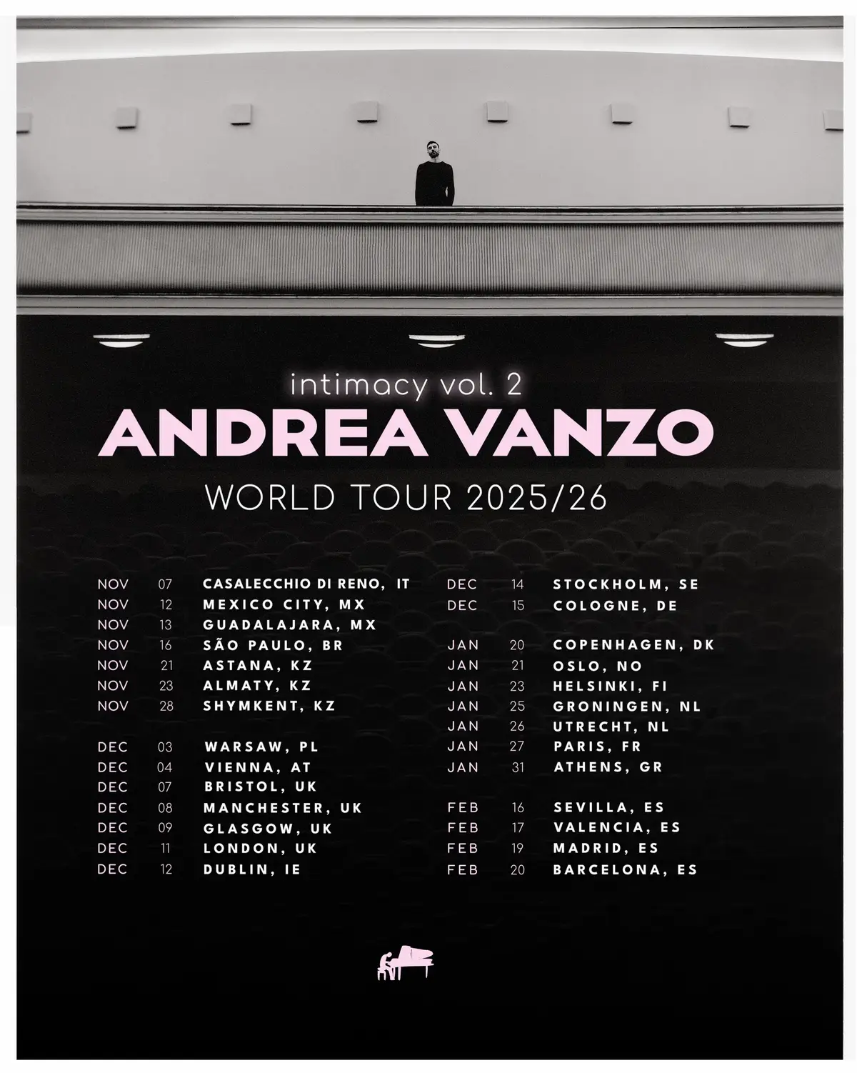 Intimacy vol. 2 World Tour 25/26 is coming 🎟 Are you ready? #andreavanzo #intimacyvol2 #livemusic #neoclassical #worldtour #pianomusic 