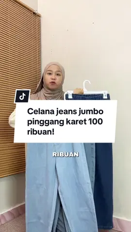 Celana jeans jumbo BEST SELLER ini baru restock, wajib banget GERCEP! Size nya ada sampai 100kg! CO sekarang dikeranjang! #celanajeanswanita #jeanswanita #jeanspinggangkaret #celanajeanswanitajumbo #loosejeans 