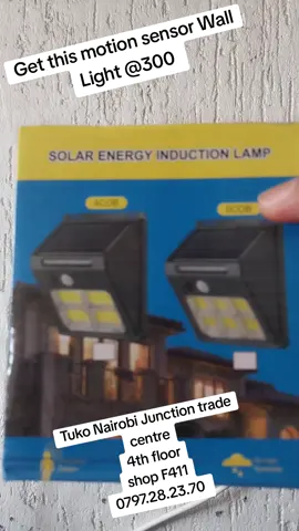 Solar motion sensor clearance sale @3.0.0 We sell at wholesale prices. Located at Junction trade centre 4th floor shop F411 @JanetMarketing @VIOLET SHELVES @violet mukabana @RAKEERI WIGS @Shiquo #solar #motionsensor #motionsenserlight #solarmotionsenser #solarwalllight #fyppsolarlight #walllight #fyypjustviralsonghjustenjoy #junctiontradecentre 