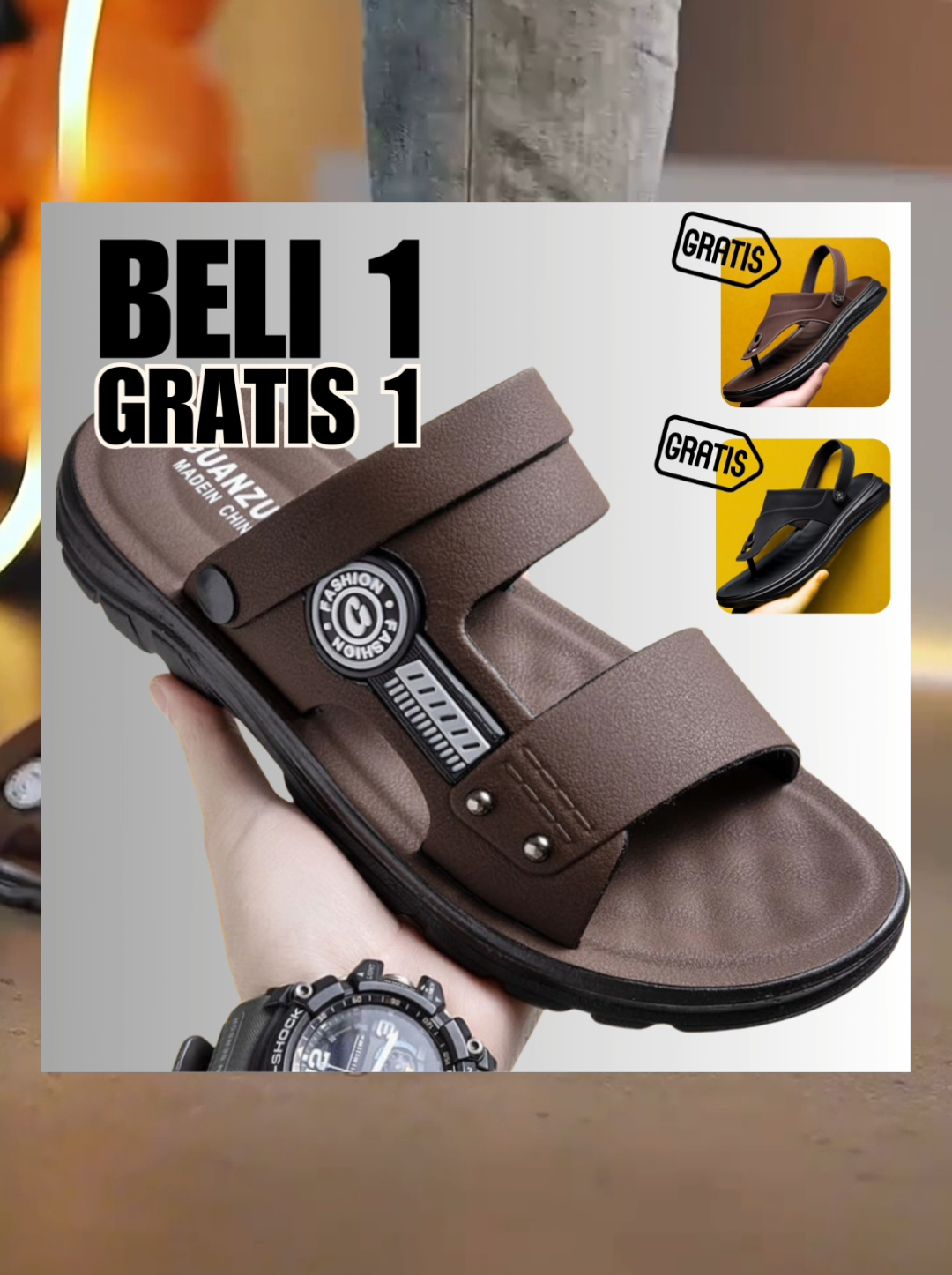Spesial Promo Sandal Pria Keren Beli 1 Gratis 1 Harganya 50 Ribuan Loh, Bahan Kulit Sintetis Berkualitas, Tersedia 3 Variasi Warna Mulai Dari Ukuran 39 Sampai 43, Buruan Order Di Keranjang Kuning Sebelum Nanti Kehabisan Promonya #sandallebaran #sandal #sandalpria #sandalselop #sandalmurah #sandalkekinian #beli1gratis1 