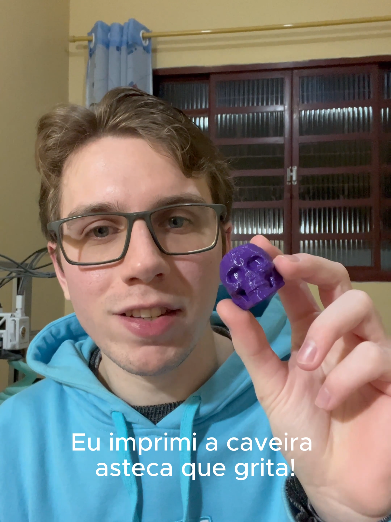Imprimi o apito que GRITA, apito caveira asteca. Obs: o audio real é mais alto do que no vídeo. #impressao3d #bambulab #3d #criatividade #apito #impressora3d