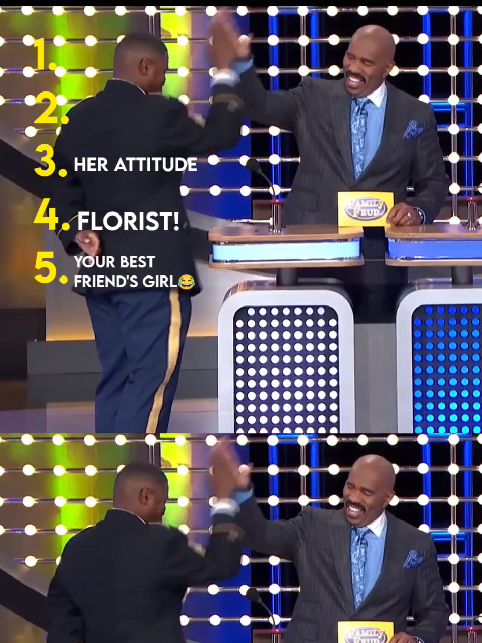 I was NOT ready for that last clip 😭 Why is this show always unhinged?? #familyfeud #steveharvey #funnyclips #viralvideo #fypシ #cleancomedy #laughoutloud #memevibes #tiktokfunny