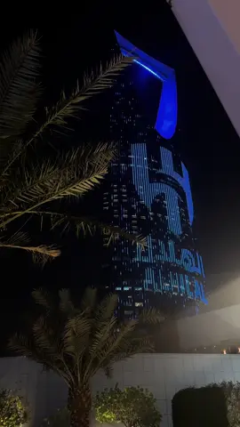 برج المملكة يتزين ب شعار الهلال 💙💙💙💙#الهلال #explore #منشسترستي #explore #foryoupage #السعودية 