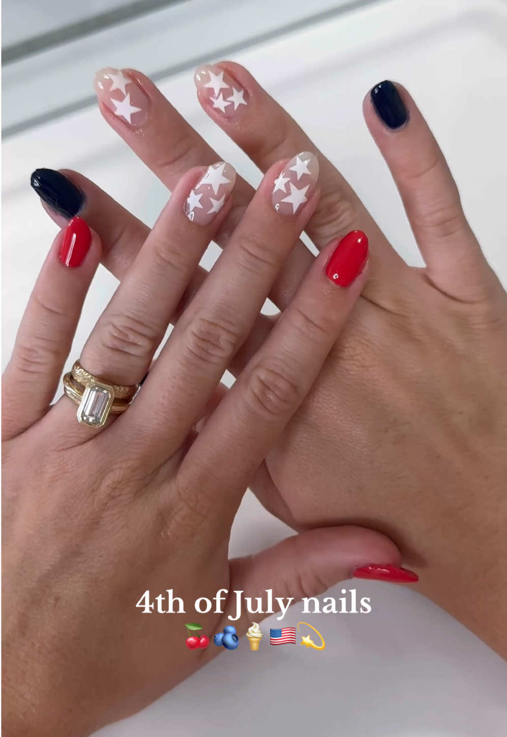 4th of July nails🇺🇸💫 #4thofjuly #nailsathome #gelnails #nailart #nailinspo #summernails 