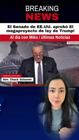 El Senado de EE.UU. aprobó por estrecho margen el megaproyecto de ley de Trump#creatorsearchinsights #tiktok #noticiasdeultimahora #noticiasen1minuto #noticiasespañol #news #tps #tpsvenezuela #noticiastiktok #usamigration #visas #inmigrantes #inmigracion #parolehumanitario #elonmusk #breakingnews 