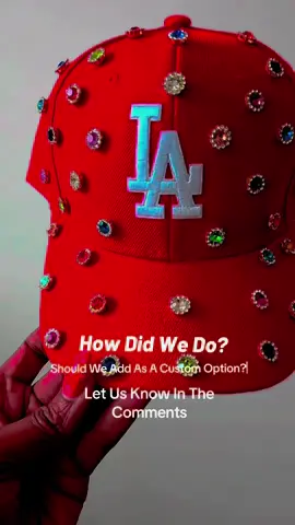 Ok y’all… so I had to try the trending LA rhinestone cap in RED🔥👀 Y’all know I love a lil extra sparkle ✨ But be real—did I eat or was it just cute for the internet? Should I add this as a custom option? Let us know iin the comments ‼️ Y’all know I don’t follow trends… I flip ’em 👏🏾 #customcap #customcaps #trendycaps #LAcap #baseballcap #baseballcap 