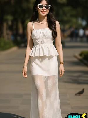 Váy ren chữ A dáng dài, cạp chun xinh xắn – đủ 3 màu siêu xinh #setdoxinh #chanvay #cachphoido #outfit #thoitrang 