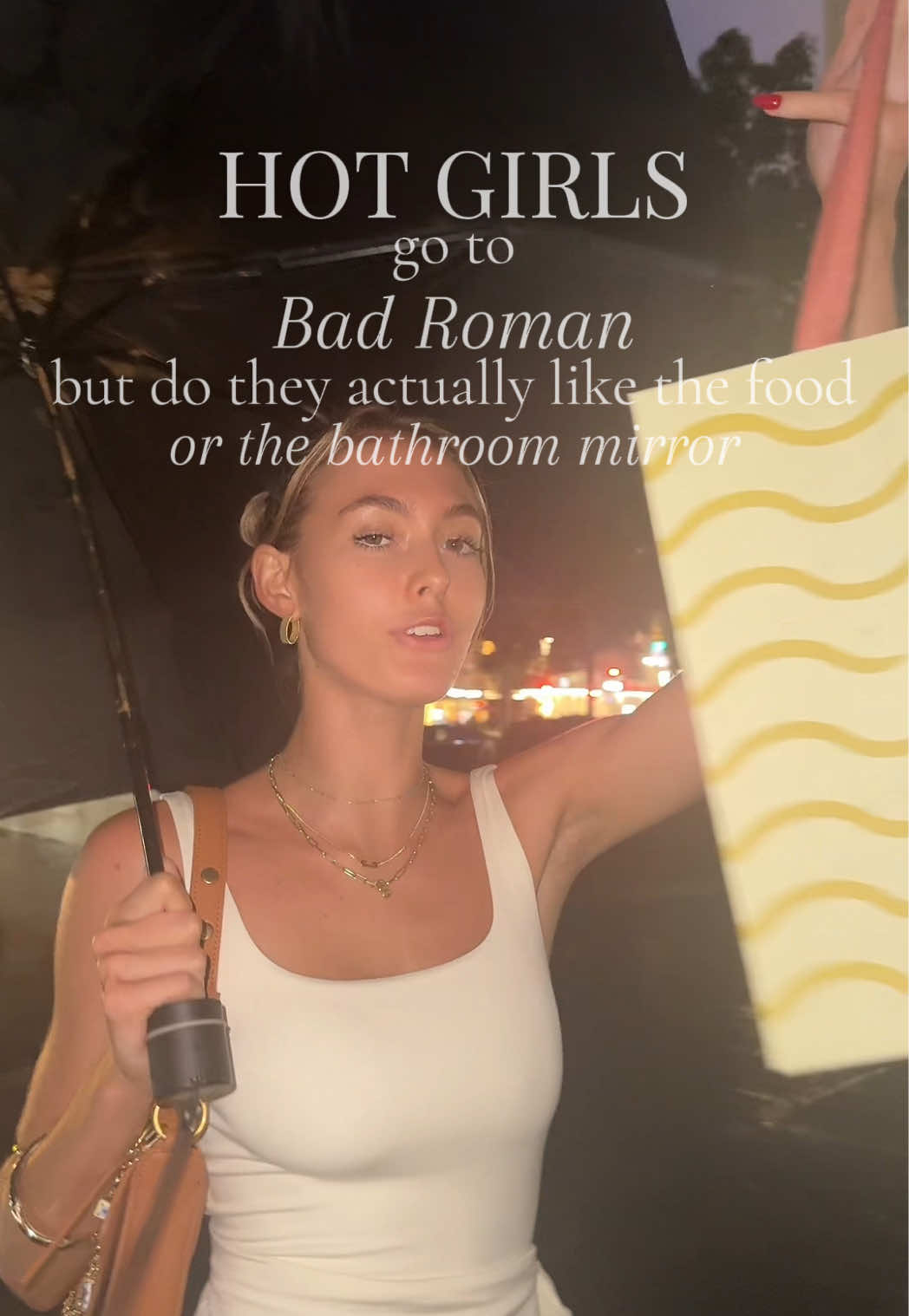 HOT GIRLS go to Bad Roman but do they actually like the food or just the BATHROOM MIRROR #badromannyc #hotgirlseathere #nycdinnervlog #nycgirlies #nycdating #foryoupage #nyceats #oliveoilicecream #oliveoilgelato 
