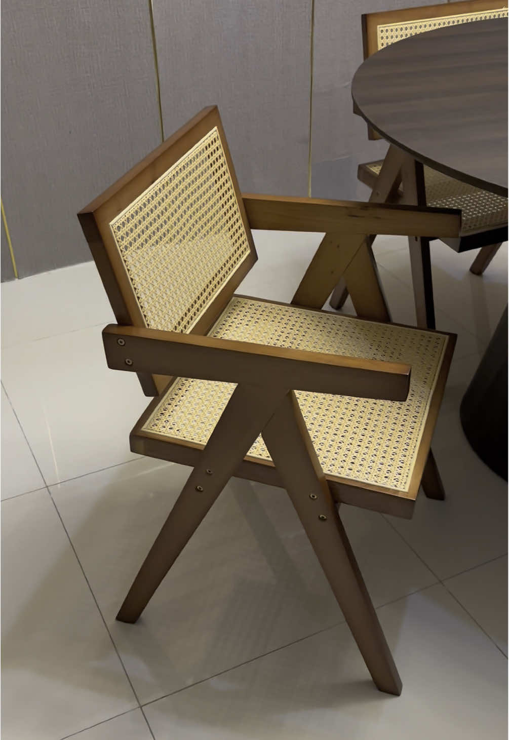 Vintage Rattan Lounge Chair.  Solid wood and comfortable rattan back. affortable and sulit tiktok find. level up niyo na mga dinning area niyo sa napaka aesthetic na chair na ito. You can check my yellow basket. 💋