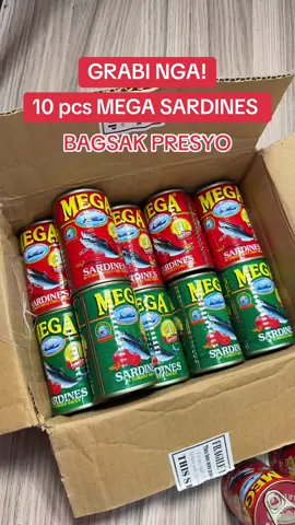 10pcs na sardines !!! Mega Sardines Tomato Sauce and Mega Sardines Tomato Sauce with Chili sulit na sulit . #megasardines #sardines #sardines 